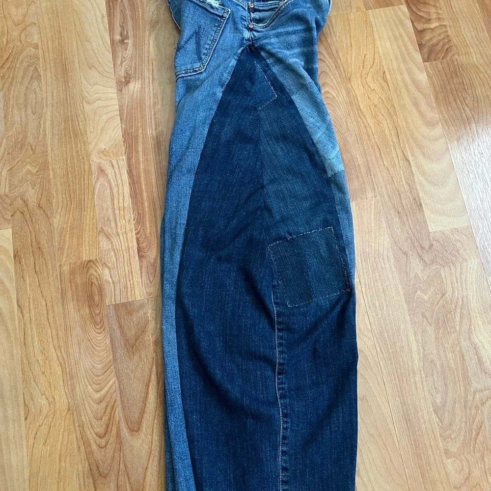 Upcycled Reworked MOTHER Superior 2 Tone Denim Barrels w Bronze Details sz 27 - Picture 11 of 17